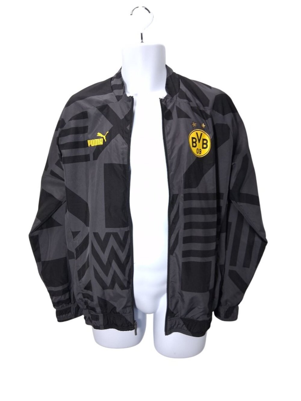 Puma Borussia Dortmund BVB 09 Mens Graphic Windbreaker Jacket Black/Yellow Size